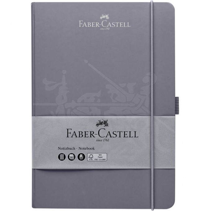 Бизнес-блокнот FABER-CASTELL А5, 194 листа, матовая ламинация, тиснение ВД-лаком, цвет бархатный серый FR-10-027-825