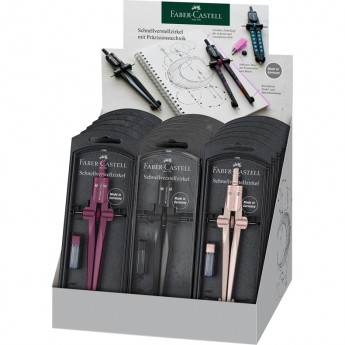 Циркуль FABER-CASTELL STREAM 2022, + грифели, пластиковый футляр, цвет ассорти Циркуль FABER-CASTELL STREAM 2022, + грифели, пластиковый футляр, цвет ассорти