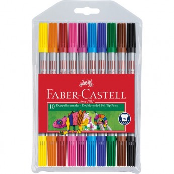 Фломастеры двусторонние FABER-CASTELL, 10 цветов, 10 шт, смываемые