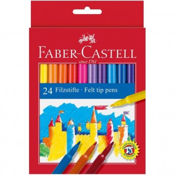 Фломастеры FABER-CASTELL, 24 цвета, смываемые, картон