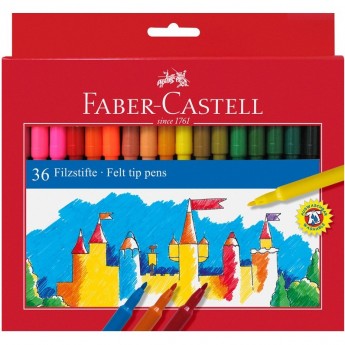 Фломастеры FABER-CASTELL, 36 цветов, смываемые, картон