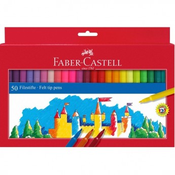 Фломастеры FABER-CASTELL, 50 цветов, смываемые, картон