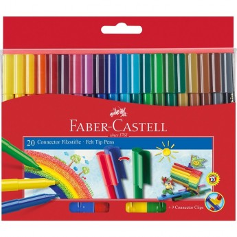 Фломастеры FABER-CASTELL CONNECTOR, 20 цветов, смываемые, соединяемые колпачки, картон