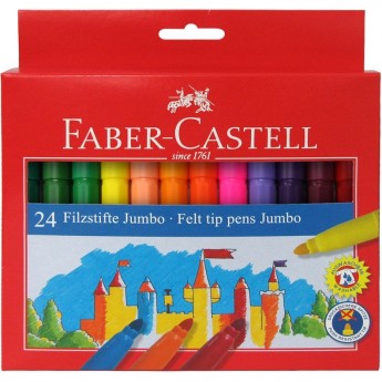 Фломастеры FABER-CASTELL JUMBO, 24 цвета, утолщенные, смываемые, картон