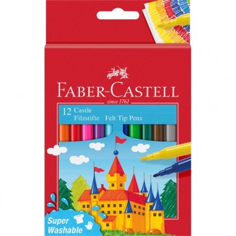 Фломастеры FABER-CASTELL ЗАМОК, 12 цветов, смываемые