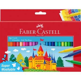 Фломастеры FABER-CASTELL ЗАМОК, 50 цветов, смываемые