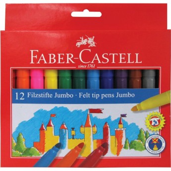 Фломастеры FABER-CASTELL ЗАМОК JUMBO, 12 цветов, утолщенные, смываемые