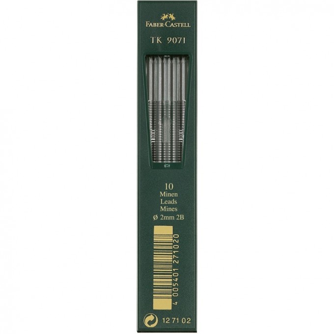 Грифели для цанговых карандашей FABER-CASTELL TK 9071, 10 шт., 2,0мм, 2B FR-127102