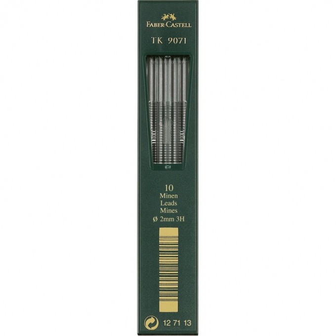 Грифели для цанговых карандашей FABER-CASTELL TK 9071, 10шт., 2,0мм, 3H FR-127113