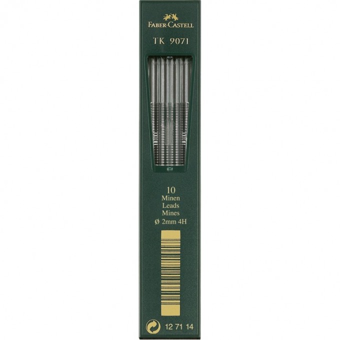 Грифели для цанговых карандашей FABER-CASTELL TK 9071, 10шт., 2,0мм, 4H FR-127114