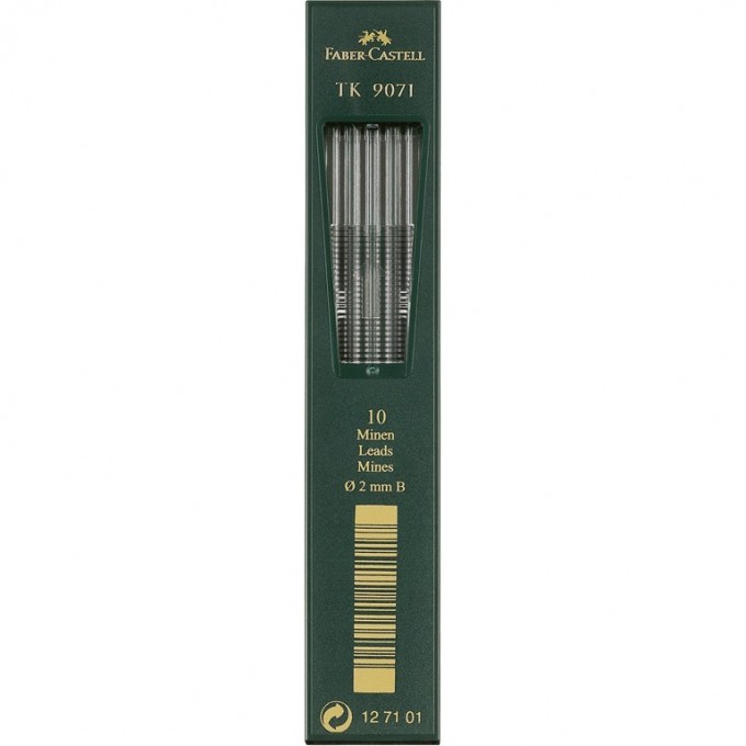 Грифели для цанговых карандашей FABER-CASTELL TK 9071, 10шт., 2,0мм, B FR-127101