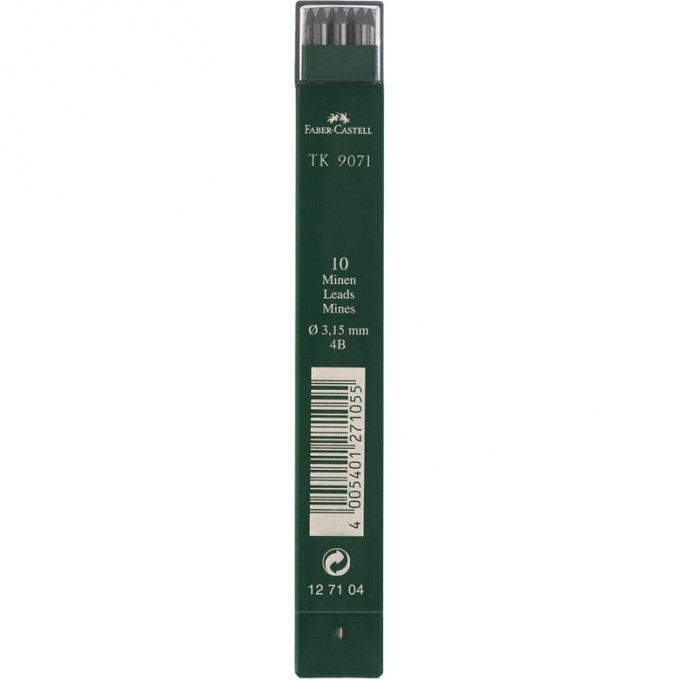 Грифели для цанговых карандашей FABER-CASTELL TK 9071, 10шт., 3,15мм, 4B FR-127104