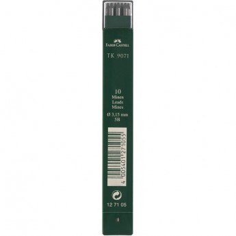 Грифели для цанговых карандашей FABER-CASTELL TK 9071, 10шт., 3,15мм, 5B