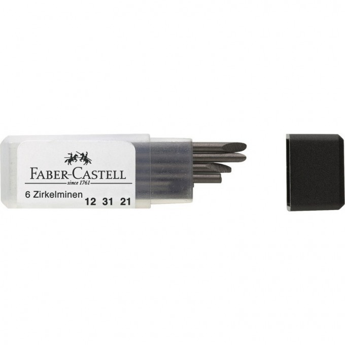 Грифели для циркуля FABER-CASTELL, 2мм, 6шт., пластиковый футляр FR-123121