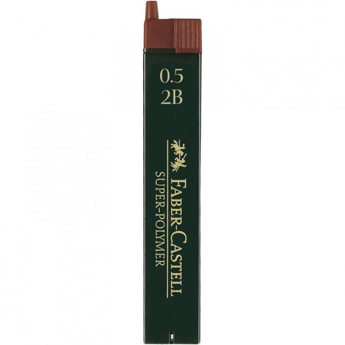 Грифели для механических карандашей FABER-CASTELL SUPER-POLYMER, 12 шт., 0,5 мм, 2B FR-120502