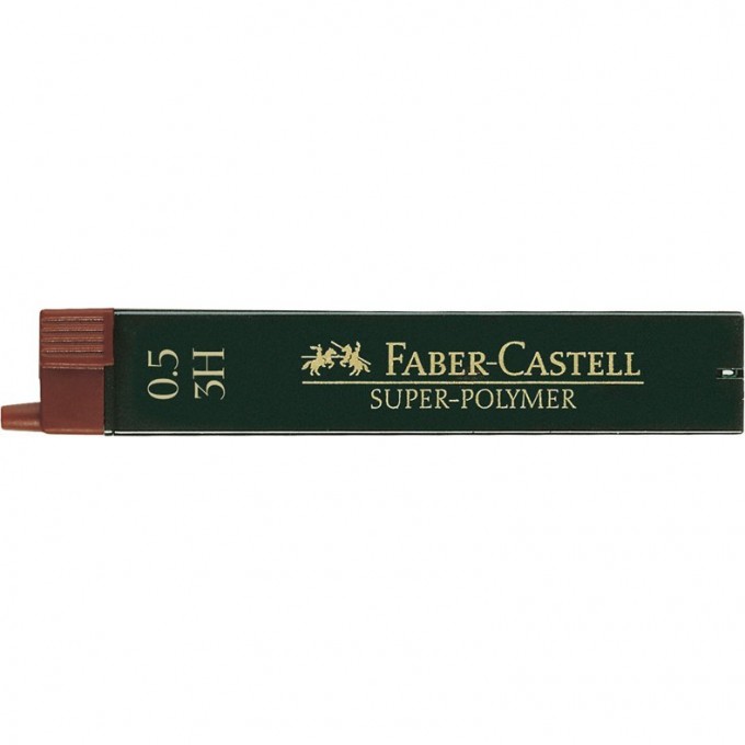 Грифели для механических карандашей FABER-CASTELL SUPER-POLYMER, 12 шт., 0,5 мм, 3H FR-120513