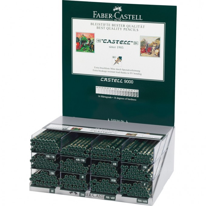 Карандаш чернографитный FABER-CASTELL CASTELL 9000 ассорти, заточеный, дисплей FR-119061