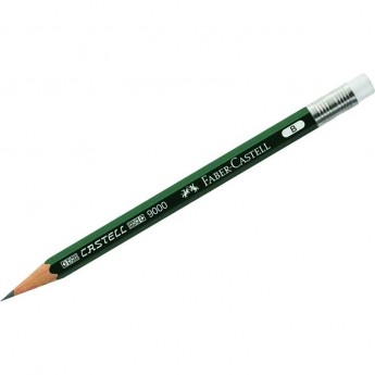 Карандаш чернографитный FABER-CASTELL CASTELL 9000 B, короткий, с ластиком, заточен