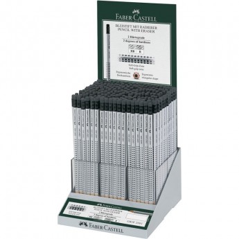 Карандаш чернографитный FABER-CASTELL GRIP 2001 трехгранный, ассорти НВ+В, дисплей