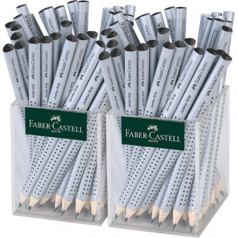 Карандаш чернографитный FABER-CASTELL JUMBO GRIP B, трехгранный, утолщенный, пластиковый стакан