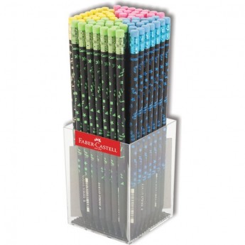 Карандаш чернографитный FABER-CASTELL PARTY HB, с ластиком, круглый, ассорти, пластиковый стакан Карандаш чернографитный FABER-CASTELL PARTY HB, с ластиком, круглый, ассорти, пластиковый стакан