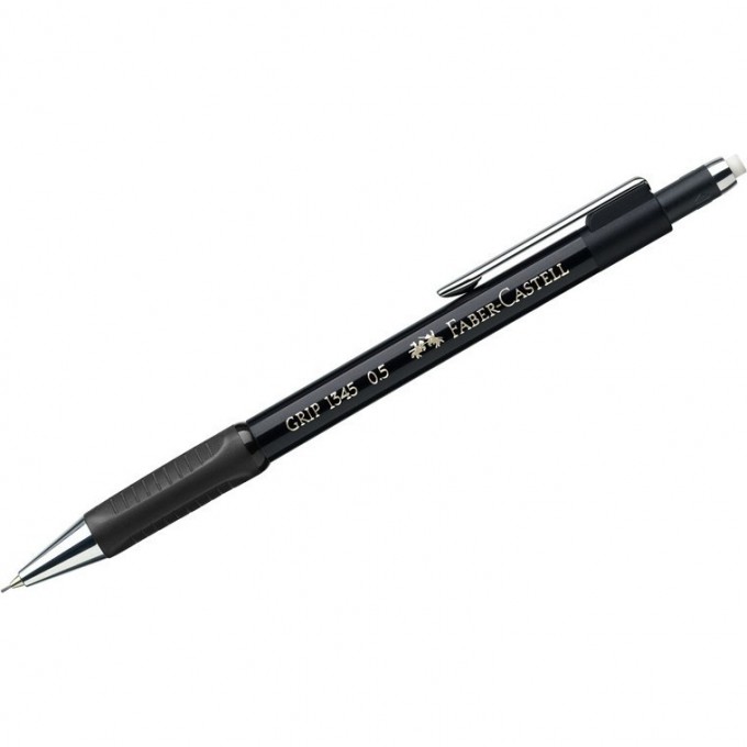 Карандаш механический FABER-CASTELL GRIP 1345 B, 0,5 мм, грип, с ластиком, автоподача грифеля, черный FR-134599