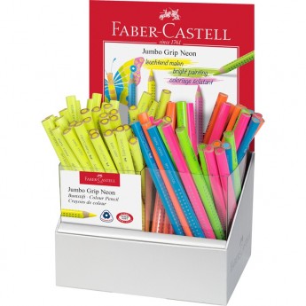 Карандаш-текстовыделитель FABER-CASTELL "JUMBO GRIP NEON" ассорти, дисплей