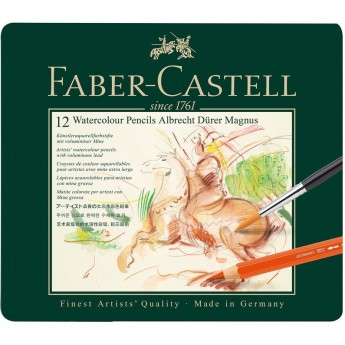 Карандаши акварельные художественные FABER-CASTELL ALBRECHT DÜRER MAGNUS 12 цветов, утолщенные, металлическая коробка