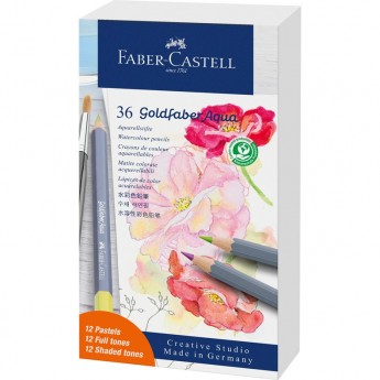 Карандаши акварельные художественные FABER-CASTELL GOLDFABER AQUA, 36 цветов, картонная упаковка