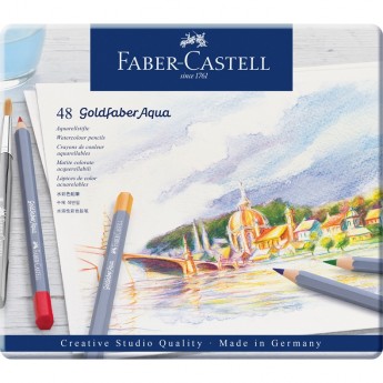 Карандаши акварельные художественные FABER-CASTELL GOLDFABER AQUA, 48 цветов, металлическая коробка