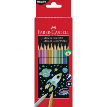 Карандаши цветные FABER-CASTELL, 10 цветов, металлик, заточеные