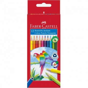 Карандаши цветные FABER-CASTELL, 12 цветов, трехгранные, картонная упаковка