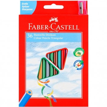 Карандаши цветные FABER-CASTELL 36 цветов, трехгранные, картонная упаковка, с точилкой