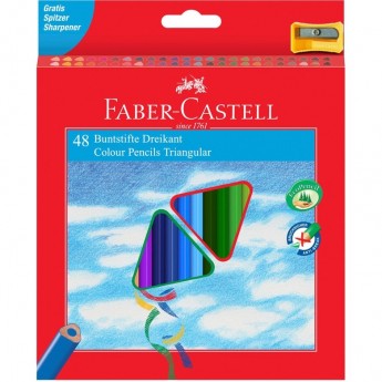 Карандаши цветные FABER-CASTELL 48 цветов, трехгранные, картонная упаковка, с точилкой