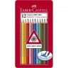 Карандаши цветные FABER-CASTELL GRIP, 12 цветов, трехгранные, металлическая коробка FR-112413