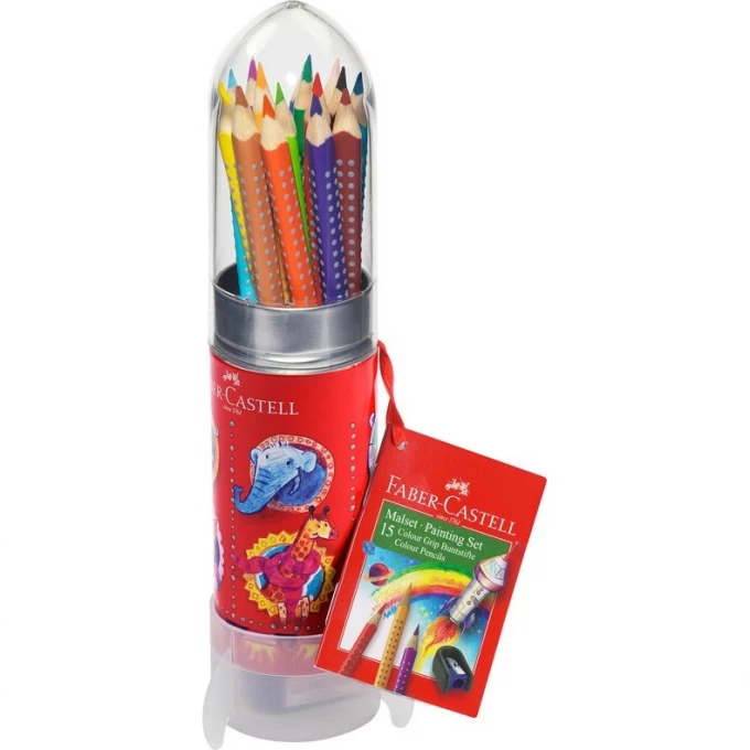 Карандаши цветные FABER-CASTELL GRIP, 12 цветов, трехгранные, металлическая коробка в форме ракеты FR-112457 Карандаши цветные FABER-CASTELL GRIP, 12 цветов, трехгранные, металлическая коробка в форме ракеты FR-112457