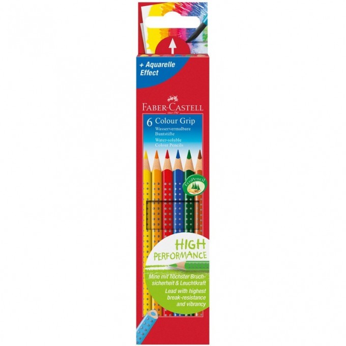 Карандаши цветные FABER-CASTELL GRIP, 6 цветов, трехгранные, картонная упаковка FR-112406