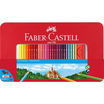 Карандаши цветные FABER-CASTELL ЗАМОК, 60 цветов, шестигранные, заточеные+2ч/г карандаша Grip+ластик+точилка