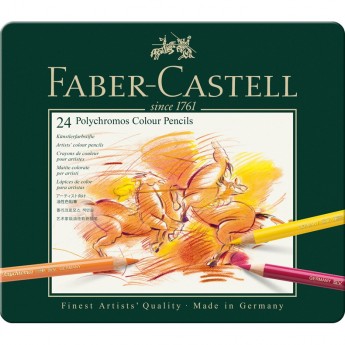 Карандаши цветные художественные FABER-CASTELL POLYCHROMOS 24 цвета, заточеные, металлическая коробка