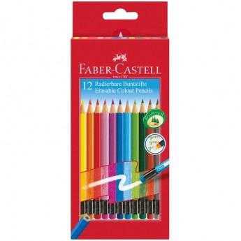 Карандаши цветные стираемые FABER-CASTELL, 12 цветов, картон Карандаши цветные стираемые FABER-CASTELL, 12 цветов, картон