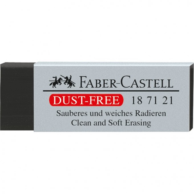 Ластик FABER-CASTELL DUST-FREE, прямоугольный, картонный футляр, 63*22*11мм, черный FR-187121