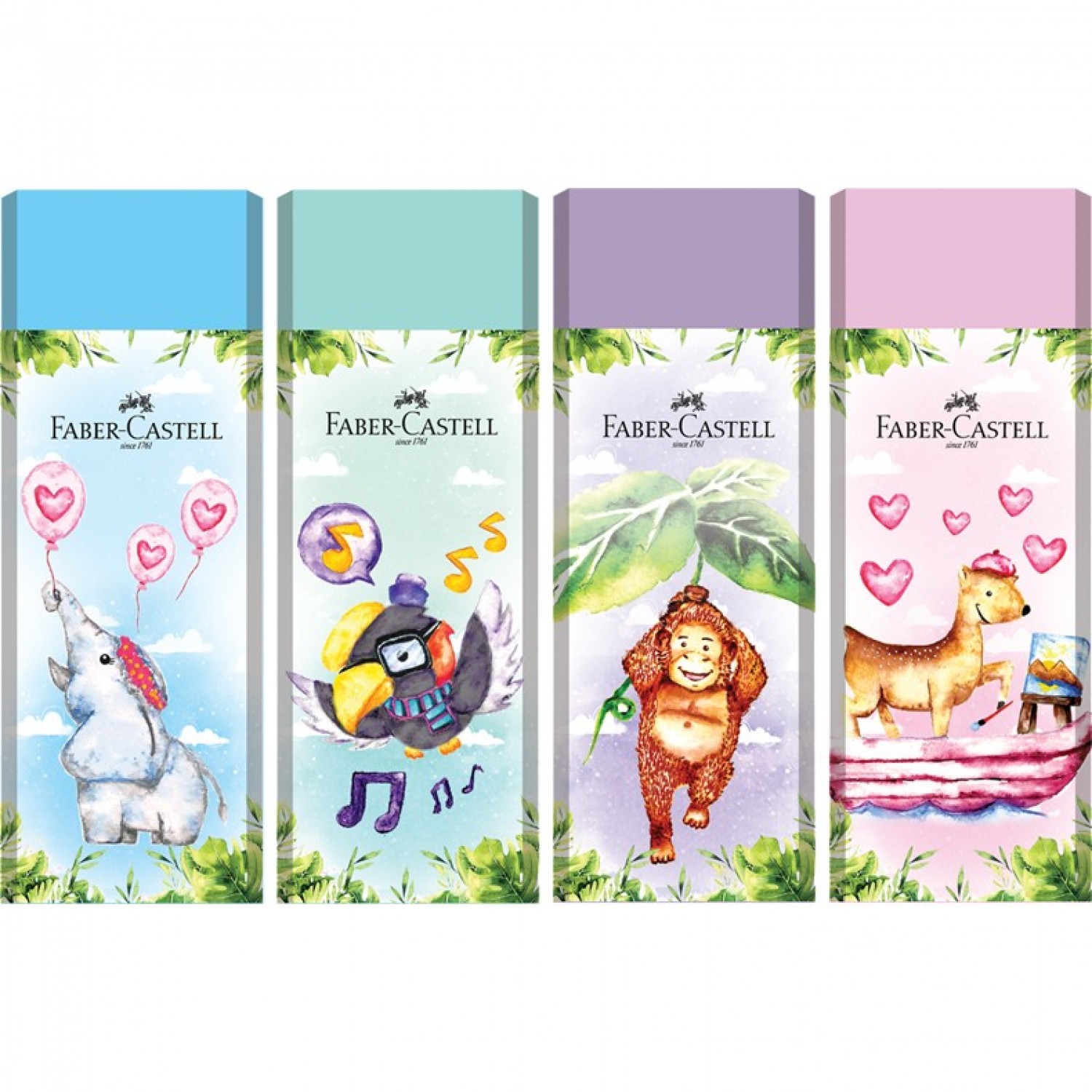 FABER-CASTELL HAPPY JUNGLE, прямоугольный, картонный футляр, ассорти ...
