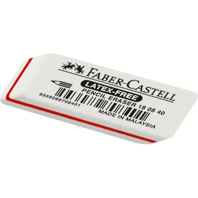 Ластик FABER-CASTELL "LATEX-FREE", скошенный, синтетический каучук, 50*19*8мм FR-180840