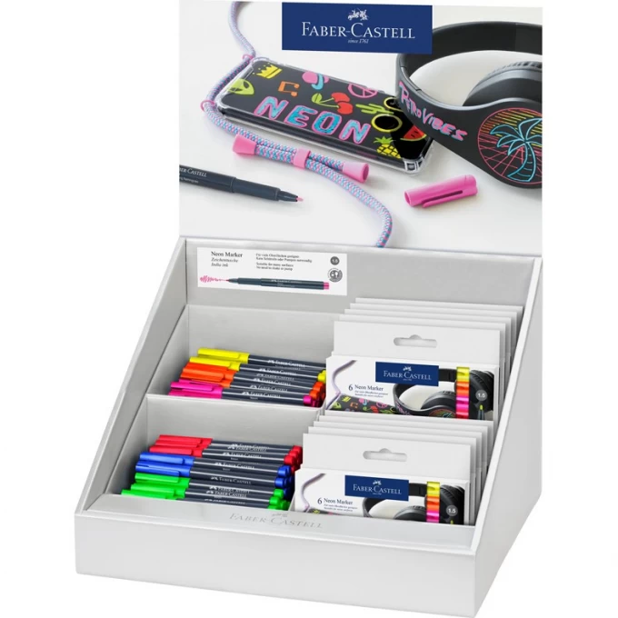 Маркер для декорирования FABER-CASTELL NEON 6 цветов по 10шт, +10 наборов по 6 цветов, пулевидный, 1,5мм FR-160812 Маркер для декорирования FABER-CASTELL NEON 6 цветов по 10шт, +10 наборов по 6 цветов, пулевидный, 1,5мм FR-160812