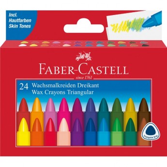 Мелки восковые FABER-CASTELL 24 цвета, трехгранные, картонная упаковка