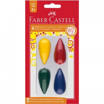 Мелки восковые FABER-CASTELL 4 цвета, фигурные, блистер