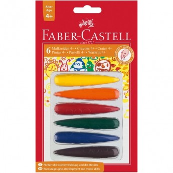 Мелки восковые FABER-CASTELL 6 цветов, фигурные, блистер