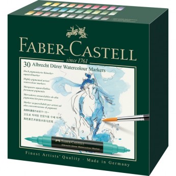 Набор акварельных пигментированных маркеров FABER-CASTELL "ALBRECHT DÜRER" 30 цветов, двухсторонние, кистевые/пулевидные