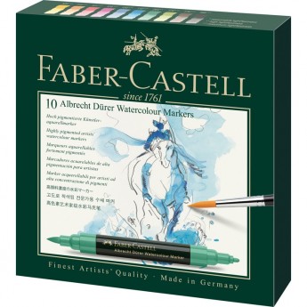 Набор акварельных пигментных маркеров FABER-CASTELL ALBRECHT DÜRER 10 цветов, двухсторонние Набор акварельных пигментных маркеров FABER-CASTELL ALBRECHT DÜRER 10 цветов, двухсторонние