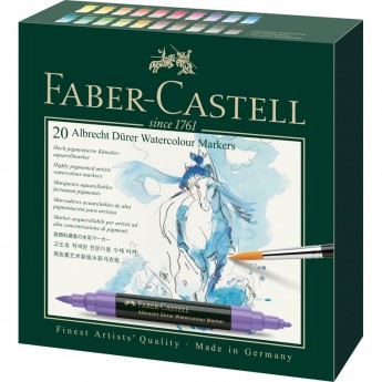 Набор акварельных пигментных маркеров FABER-CASTELL ALBRECHT DÜRER 20 цветов, двухсторонние Набор акварельных пигментных маркеров FABER-CASTELL ALBRECHT DÜRER 20 цветов, двухсторонние